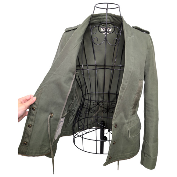 Zadig & Voltaire Vedam Kaki Green Skull Back Structured Cotton Utility Jacket XS - Picture 5 of 12